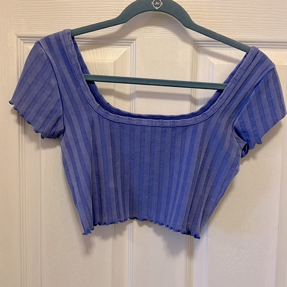 aerie Tops - Light Purple Cotton Blend Short Sleeve Crop Top Offline Aerie